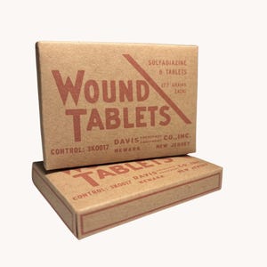 Wundtablette Sulfadiazin Box, 2er Set, für WW2 US Med Kit, Fahrzeug Erste Hilfe, Reproduktion