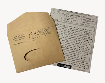 WW2 US V-Mail Schlicht oder personalisierte handgeschriebene Brief Briefe im Vintage-Stil Vintage Post Luftpost Reproduktion