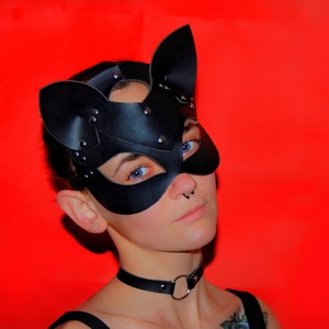 Sex Leather femmes Masque de chat Bandeau sexy, masque de femme cat, masque en cuir, masque fétiche, vêtements fétichistes, masque sexuel, masque gothique image 2