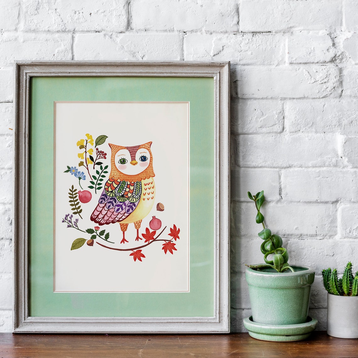 Owl bringing good luck Owl art Baby Animal Prints for Etsy France