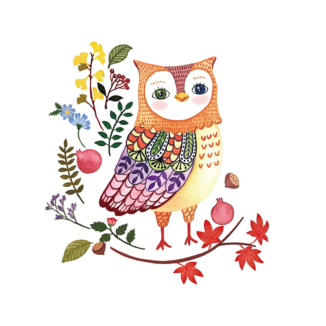 Owl bringing good luck Owl art Baby Animal Prints for Etsy España