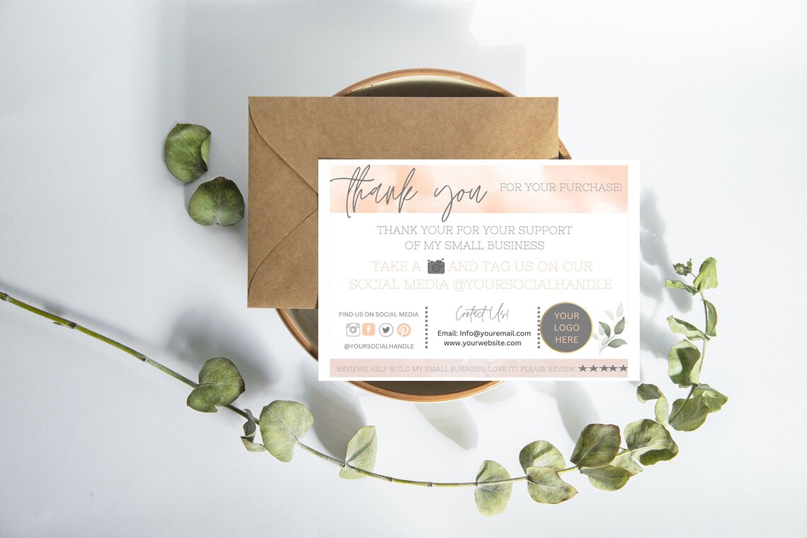 PRINTABLE Customizable Thank You Business Card Template | Editable ...