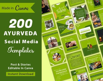 200 Ayurveda Social Media Templates: Instagram Posts (Digital Download)