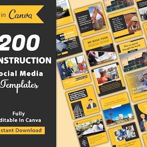 200 Construction Templates for Social Media, Home Builders Instagram Template, Construction Company Templates | Digital Download