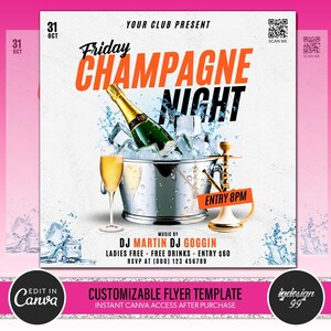 Editable Club Flyer Template for Canva | DIY Event Flyer Party Flyer | Digital Birthday Flyer | DJ Party Invite for Social Media | Instagram