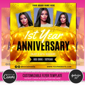 Flyer de aniversário empresarial: modelo personalizável do Canva (1080x1080 px)