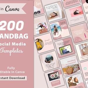 200 Plantillas de bolsos para redes sociales, Cotizaciones de bolsos para redes sociales, Bolsos para Instagram / Descarga digital