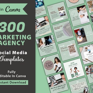 300 Marketing Agency Canva Templates, Marketing Agency Templates for Social Media, Digital Marketing Tips for Instagram | Digital Download