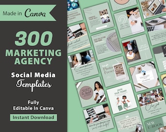 300 Marketing Agency Social Media Templates for Canva (Digital Download)