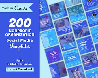 200 Nonprofit Organization Templates for Social Media, Nonprofit Quotes for Social Media, Nonprofit Templates, Canva | Digital Download
