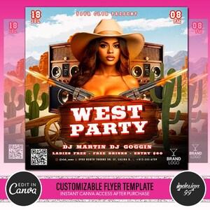 Western Party Flyer: Social Media Pool Party Invitation (DIY Canva Template)