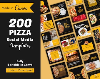 200 Pizza Instagram Templates: Foodie Social Media (Digital Download)