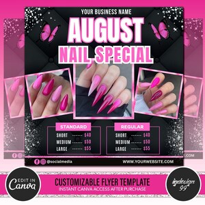 August Nails Specials Flyer | Back to School Nail Deals | Book Now | Beauty Nail Stylist Template