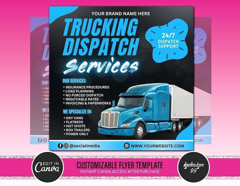 Truck Dispatch Services Flyer Template: DIY Logistics Design (digital ...
