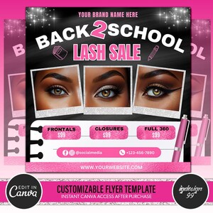 Back to School Lash Sale Flyer | DIY Lash Extensions Flyer | Beauty Lash Deals Flyer | Lash Flyer Template | Back 2 School Lashes Promotion