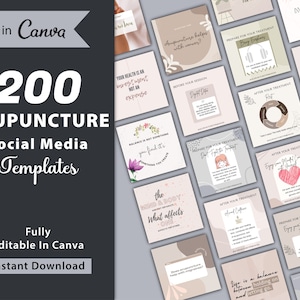 200 Acupuncture Canva Templates, Acupuncture Templates for Social Media, Acupuncture Poster for Instagram | Digital Download