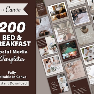 200 bed & breakfast-sjablonen, bed & breakfast Instagram-berichten | Digitale download