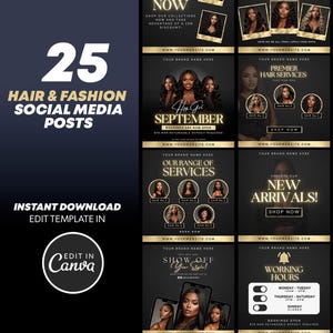25 Hair & Lash Flyer Templates: Social Media Posts (PDF)