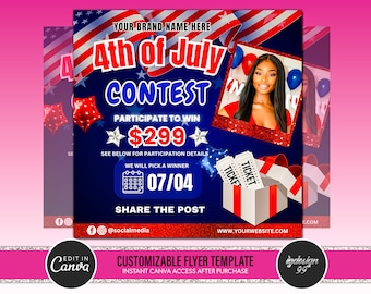 4th of July Raffle Flyer | DIY Holiday Template (Canva)