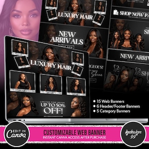 Hair Website Banners Template: DIY Shopify Canva Design