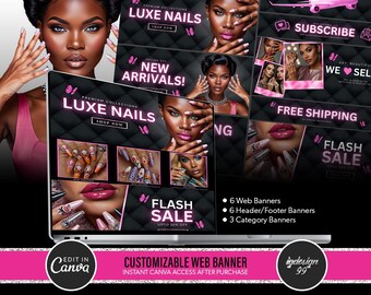 Nail Tech Website Banner Template: DIY Canva Banners (Digital Download)