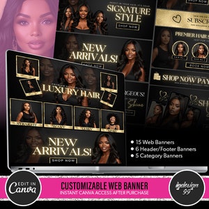 Hair Website Banners Template: DIY Shopify Canva Design (Digital Download)