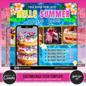 Summer Bake Sale Flyer | Sweet Treats Flyer | Cake Shop Flyer | Summer Flyer | Dessert Flyer | Bake Shop Flyer | Pastry Flyer | Cake Flyer