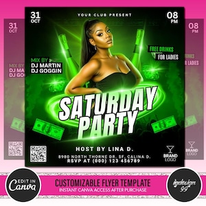 Editable Club Flyer Template | DIY Event Flyer | Party Flyer | Digital Birthday Flyer | DJ Party Invite for Social Media | Instagram Flyer