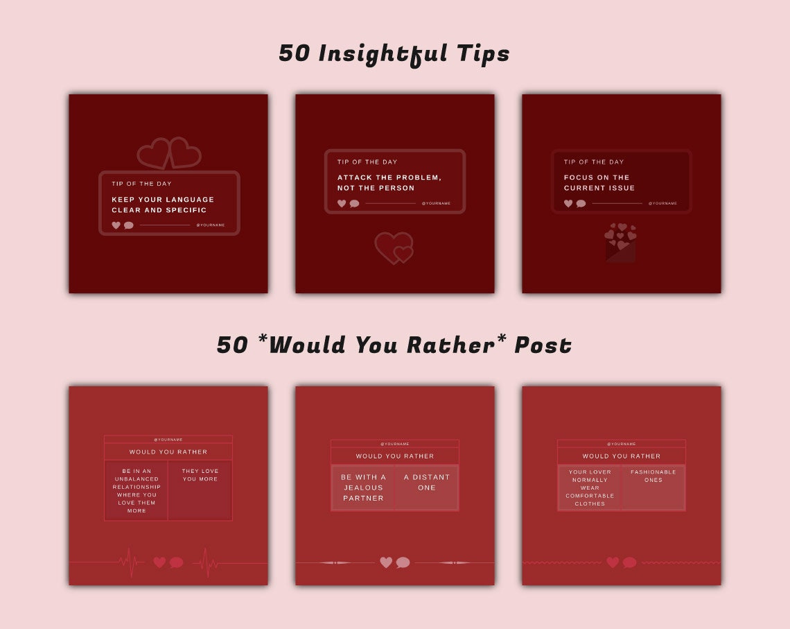 300 Love & Relationship Social Media Templates for Canva (digital ...