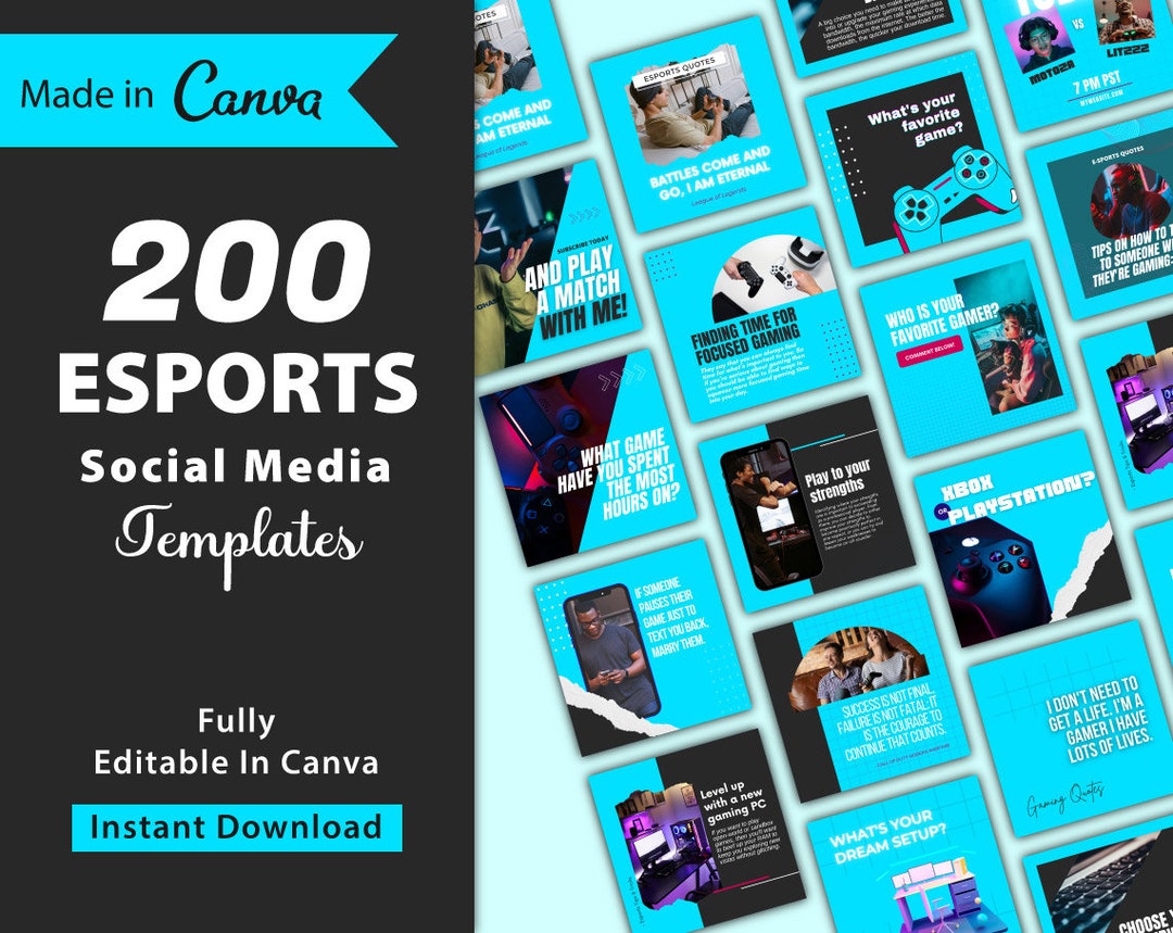 200 Esports Social Media Templates: Instagram Posts (digital Download ...