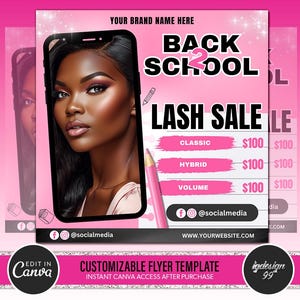 Back to School Lash Sale Flyer | DIY Lash Extensions Flyer | Beauty Lash Deals Flyer | Lash Flyer Template | Back 2 School Lashes Promotion