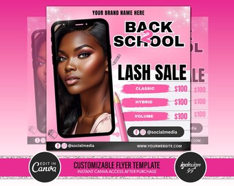 Back to School Lash Flyer | DIY Canva Template (Digital Download)