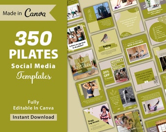 350 Pilates Social Media Templates: Fitness Instagram (Digital Download)
