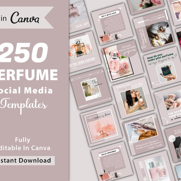 250 modèles de parfums pour les médias sociaux, citations de parfums pour les médias sociaux, modèles de parfums pour Instagram, modèles Canva | Téléchargement numérique