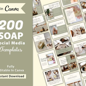 200 Soap Templates for Social Media, Soap Quotes for Social Media, Soap Instagram Templates, Soap Business Posts | Digital Download