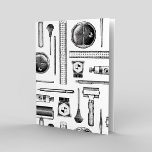 Outils de graveurs et illustrateurs - Carte(s) de vœux imprimée(s) avec illustration originale - Carte de vœux pliée vierge A6
