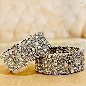 Diamond White Sparkling Bangles Adjustable ,CZ Indian Bangles, Pakistani Jewelry, Bracelets/Kada Marquise Bangles