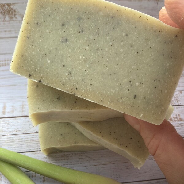 Lemongrass Tallow Soap/ Green Clay Soap/ Grass Fed Beef Tallow Soap/ Handcrafted/ Old Fashioned Soap