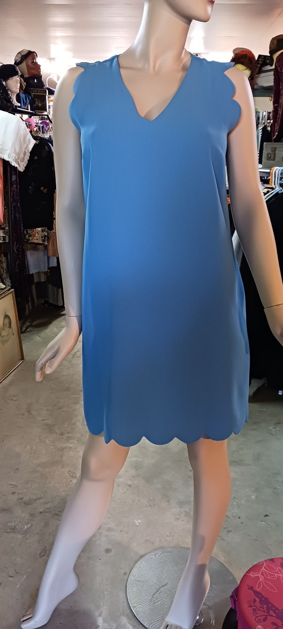 CeCe Women's Blue Scalloped Dress