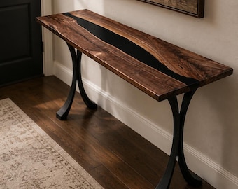 Black Walnut & Black Epoxy River Console Table