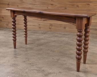 One of a kind entry table, sculpted Solid Walnut Table, Handcrafted, heirloom
