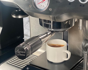 Acciaio Divino - Divine Steel 100% Solid Stainless-Steel Handle & Body + 18g Basket | Heavy Duty Espresso Portafilter