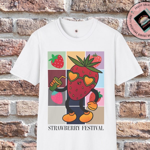 Strawberry Shirt, Strawberry Festival, Retro Strawberry Shirt, Berry Shirt Gift, Gift for Her, Unisex Soft-style T-Shirt, Retro Berry