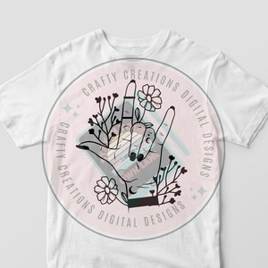 I Love You Hand Sign Svg, ASL, Sign Language Svg, png, cricut cut file, Love Hands gesture, Hand and flowers line art