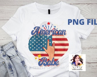American Babe PNG, 4th Of July Design (Digital Download)