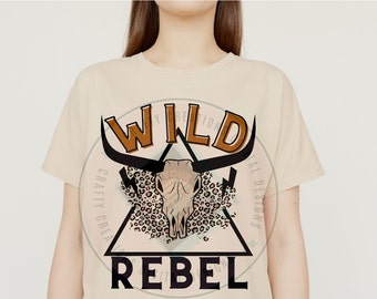 Wild Rebel Longhorn PNG, Western Graphic Tee (Digital Download)