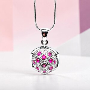 Ruby Pendant Necklace — 13 Purplish-Pink Rubies, 24 Inch Snake Chain, One-of-a-Kind