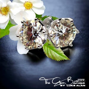 11mm Round Moissanite 5 CT Solitaire Stud Earrings Sterling Silver