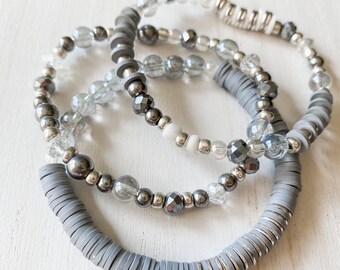 Silver and Grey Bracelet Set
