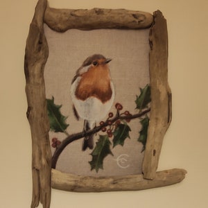 Robin Eco Painting (print) framed in driftwood